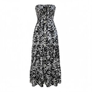Blue Island Black and White Patterned Maxi Dress